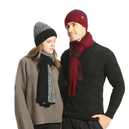 Ensemble bonnet gants et écharpe en laine - Bordeau - Adulte | La boutique du chapeau