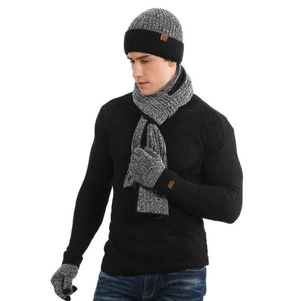 Ensemble bonnet gants et écharpe en laine - Noir 1 - Adulte | La boutique du chapeau