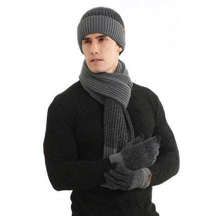 Ensemble bonnet gants et écharpe en laine - Gris 2 - Adulte | La boutique du chapeau