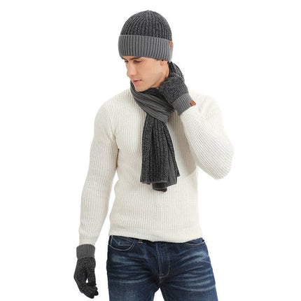 Ensemble bonnet gants et écharpe en laine - Gris foncé - Adulte | La boutique du chapeau