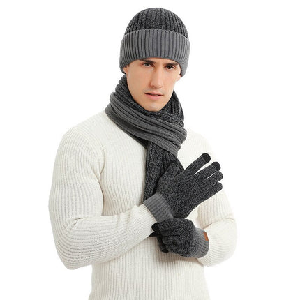 Ensemble bonnet gants et écharpe en laine - Gris - Adulte | La boutique du chapeau
