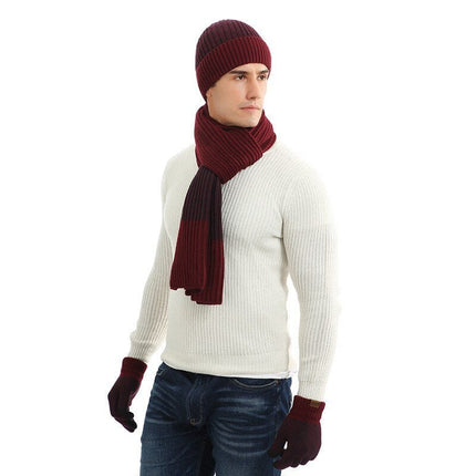 Ensemble bonnet gants et écharpe en laine - Rouge 2 - Adulte | La boutique du chapeau