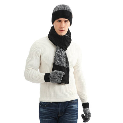Ensemble bonnet gants et écharpe en laine - Bleu marine - Adulte | La boutique du chapeau