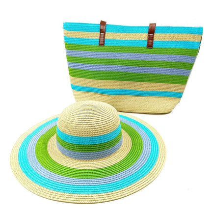 Ensemble chapeau et sac bleu et vert - Bleu/vert - M (56 - 58cm) | La boutique du chapeau