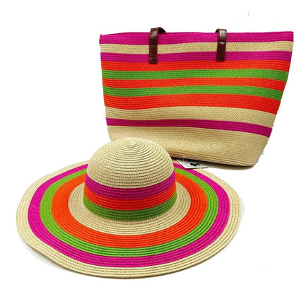 Ensemble chapeau et sac multi couleur - Multi couleur - M (56 - 58cm) | La boutique du chapeau