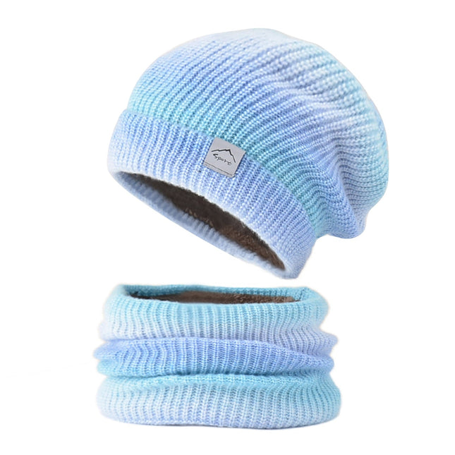 Ensemble de chapeaux et écharpes tricotés - Bleu ciel - Adulte | La boutique du chapeau