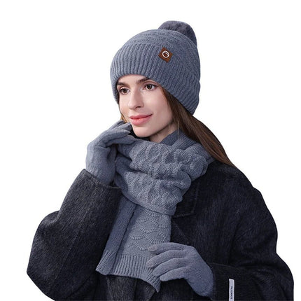 Ensemble gants écharpe et bonnet en acrylique - Gris - Ajustable (du 54 au 59) | La boutique du chapeau