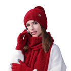 Ensemble gants écharpe et bonnet en acrylique - Bordeaux - Ajustable (du 54 au 59) | La boutique du chapeau