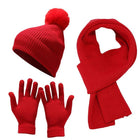 Ensemble gants et écharpes, bonnet en laine épaisse - Rouge - Adulte | La boutique du chapeau