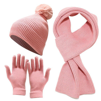 Ensemble gants et écharpes, bonnet en laine épaisse - Rose - Adulte | La boutique du chapeau