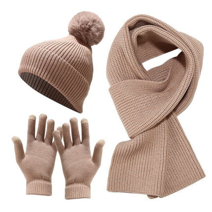 Ensemble gants et écharpes, bonnet en laine épaisse - Khaki - Adulte | La boutique du chapeau
