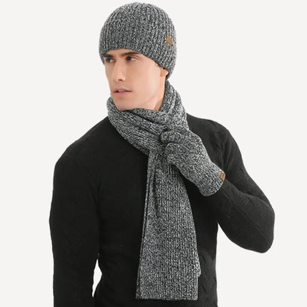Ensemble homme bonnet écharpe et gants - Gris - Ajustable (du 54 au 59) | La boutique du chapeau
