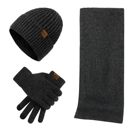 Ensemble homme bonnet écharpe et gants - Gris foncé - Ajustable (du 54 au 59) | La boutique du chapeau