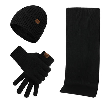 Ensemble homme bonnet écharpe et gants - Noir - Ajustable (du 54 au 59) | La boutique du chapeau