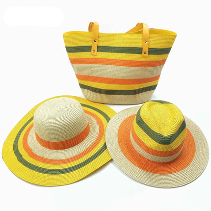 Ensemble sac et chapeau de paille - Multi couleurs - M (56 - 58cm) | La boutique du chapeau
