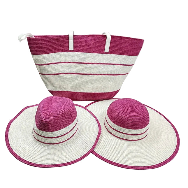 Ensemble sac et chapeaux de paille - Violet - M (56 - 58cm) | La boutique du chapeau