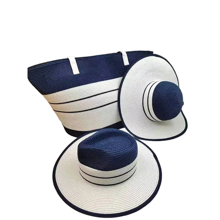 Ensemble sac et chapeaux de paille - Bleu - M (56 - 58cm) | La boutique du chapeau