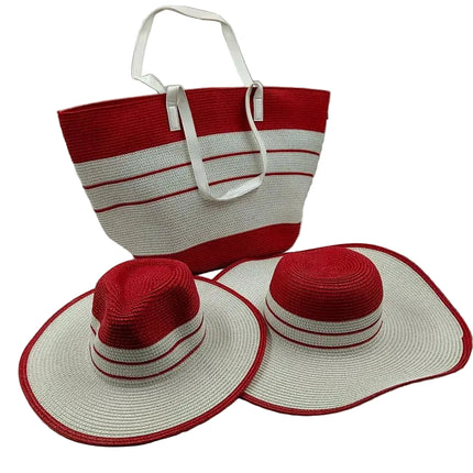 Ensemble sac et deux chapeaux Bordeau et blanc - M (56 - 58cm) - | La boutique du chapeau