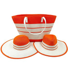 Ensemble sac et deux chapeaux orange et blanc - Orange/blanc - M (56 - 58cm) | La boutique du chapeau