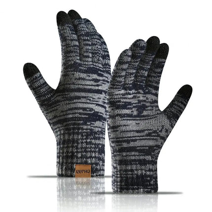 Ensemble tricoté bonnet écharpe et gants - Bleu - Ajustable (du 54 au 59) | La boutique du chapeau