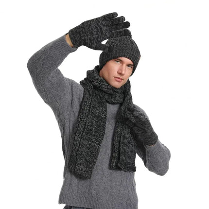 Ensemble tricoté bonnet écharpe et gants - Gris - Ajustable (du 54 au 59) | La boutique du chapeau