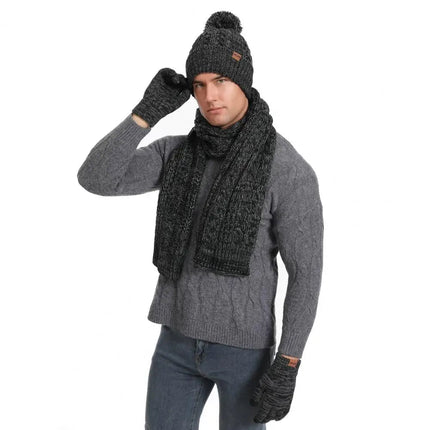 Ensemble tricoté bonnet écharpe et gants - Gris foncé - Ajustable (du 54 au 59) | La boutique du chapeau