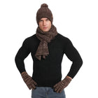 Ensemble tricoté bonnet écharpe et gants - Café - Ajustable (du 54 au 59) | La boutique du chapeau