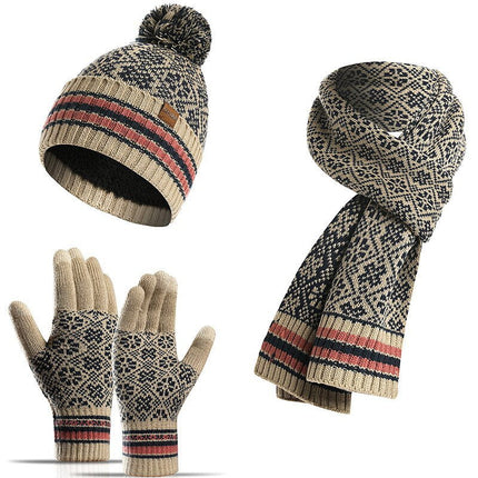 Ensemble trois pièces, écharpe, gants, bonnet - Beige - Adulte | La boutique du chapeau