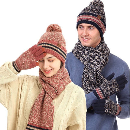 Ensemble trois pièces, écharpe, gants, bonnet - Bleu marine - Adulte | La boutique du chapeau