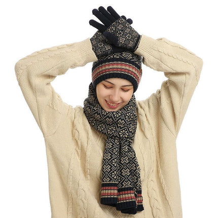 Ensemble trois pièces, écharpe, gants, bonnet - Beige - Adulte | La boutique du chapeau