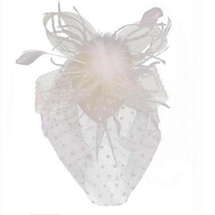 Fascinateur en filet et plume - Blanc - | La boutique du chapeau