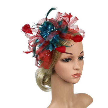 Fascinator à Plume et Fleur - Bleu - | La boutique du chapeau