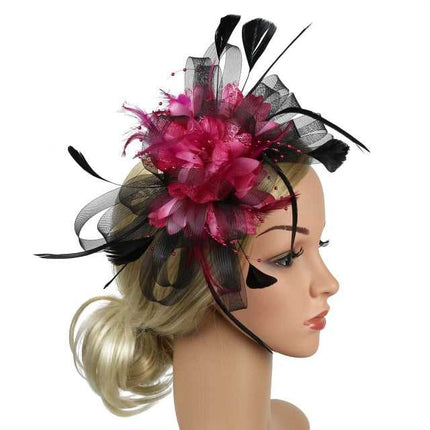 Fascinator à Plume et Fleur - Noir - | La boutique du chapeau