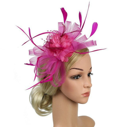 Fascinator à Plume et Fleur - Rose - | La boutique du chapeau