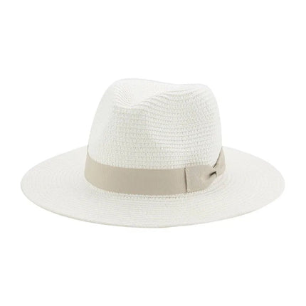 Fedora avec ruban à nœud papillon - Blanc - M (56 - 58cm) | La boutique du chapeau