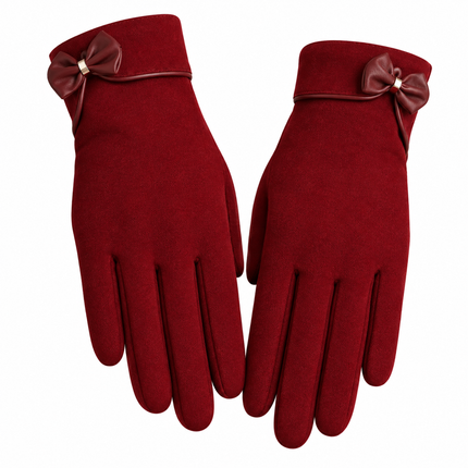 Gants coupe - vent en peluche interne - Rouge - Ajustable ( 6 ½ à 8 ) | La boutique du chapeau