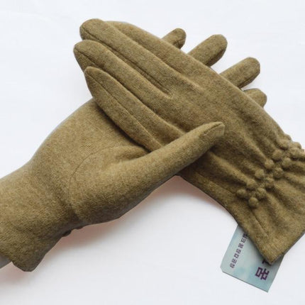 Gants de laine doux élégant chaud écran tactile - khaki - Ajustable ( 6 ½ à 8 ) | La boutique du chapeau