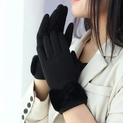 Gants d'hiver à nœud papillon - Noir - Ajustable ( 6 ½ à 8 ) | La boutique du chapeau