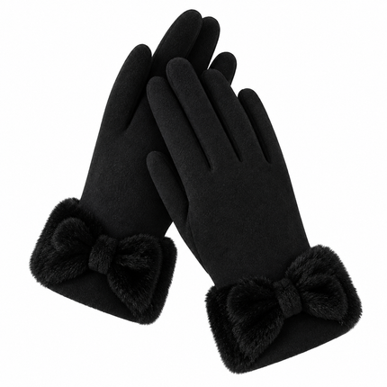 Gants d'hiver à nœud papillon - Noir - Ajustable ( 6 ½ à 8 ) | La boutique du chapeau