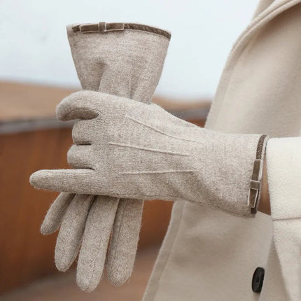 Gants en cachemire simples et élégants - Beige - Ajustable ( 6 ½ à 8 ) | La boutique du chapeau