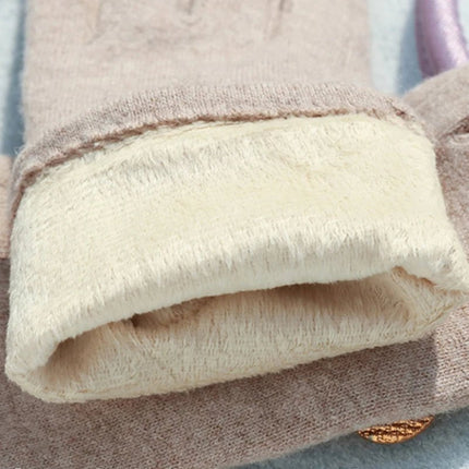 Gants en cachemire simples et élégants - Beige - Ajustable ( 6 ½ à 8 ) | La boutique du chapeau