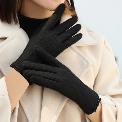 Gants en cachemire simples et élégants - Noir - Ajustable ( 6 ½ à 8 ) | La boutique du chapeau