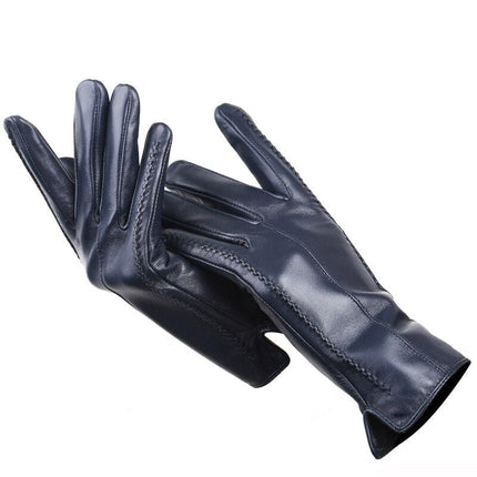 Gants en cuir de haute qualité - Bleu foncé - S - 6 ½ | La boutique du chapeau