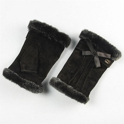 Gants en cuir véritable daim Mode femmes Fashion - Noir - S - 6 ½ | La boutique du chapeau