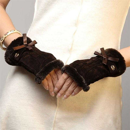 Gants en cuir véritable daim Mode femmes Fashion - Noir - S - 6 ½ | La boutique du chapeau