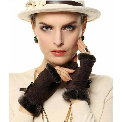 Gants en cuir véritable daim Mode femmes Fashion - Marron - S - 6 ½ | La boutique du chapeau