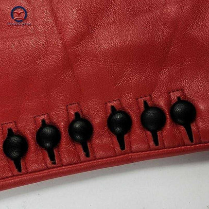 Gants En Cuir Véritable Hiver Automne Dames - Rouge - M - 7 | La boutique du chapeau