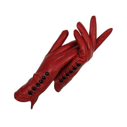 Gants En Cuir Véritable Hiver Automne Dames - Rouge - M - 7 | La boutique du chapeau