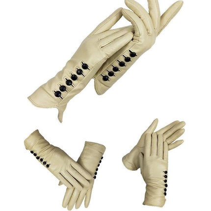 Gants En Cuir Véritable Hiver Automne Dames - Blanc - XXXL - 9 | La boutique du chapeau