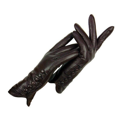 Gants En Cuir Véritable Hiver Automne Dames - Marron - M - 7 | La boutique du chapeau